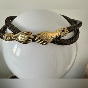 RARE VINTAGE DL Auld Mesh Belt/Necklace Clasping Hands